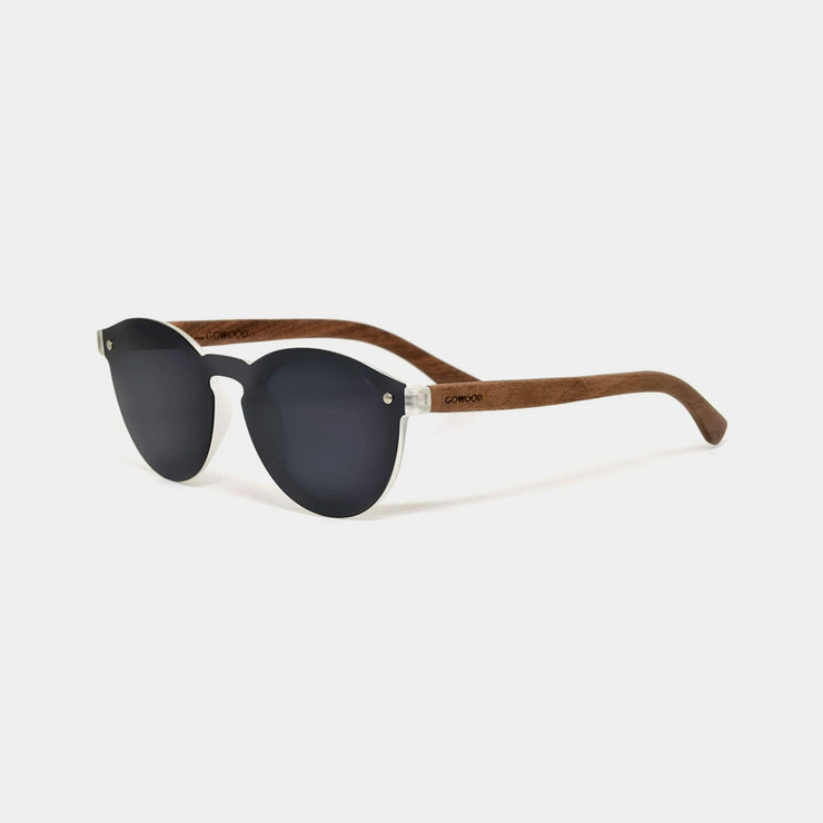 Round Walnut Wood Sunglasses