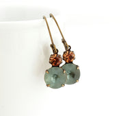 Vintage style earrings in smokey blue and topaz