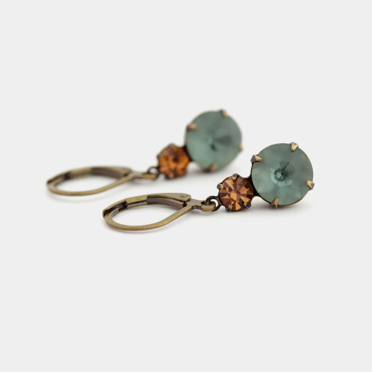 Vintage style earrings in smokey blue and topaz